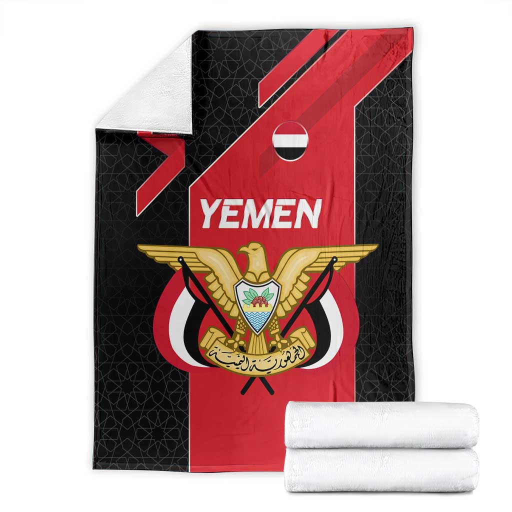 Yemen Eagle Emblem Blanket with National Flag and Map Design