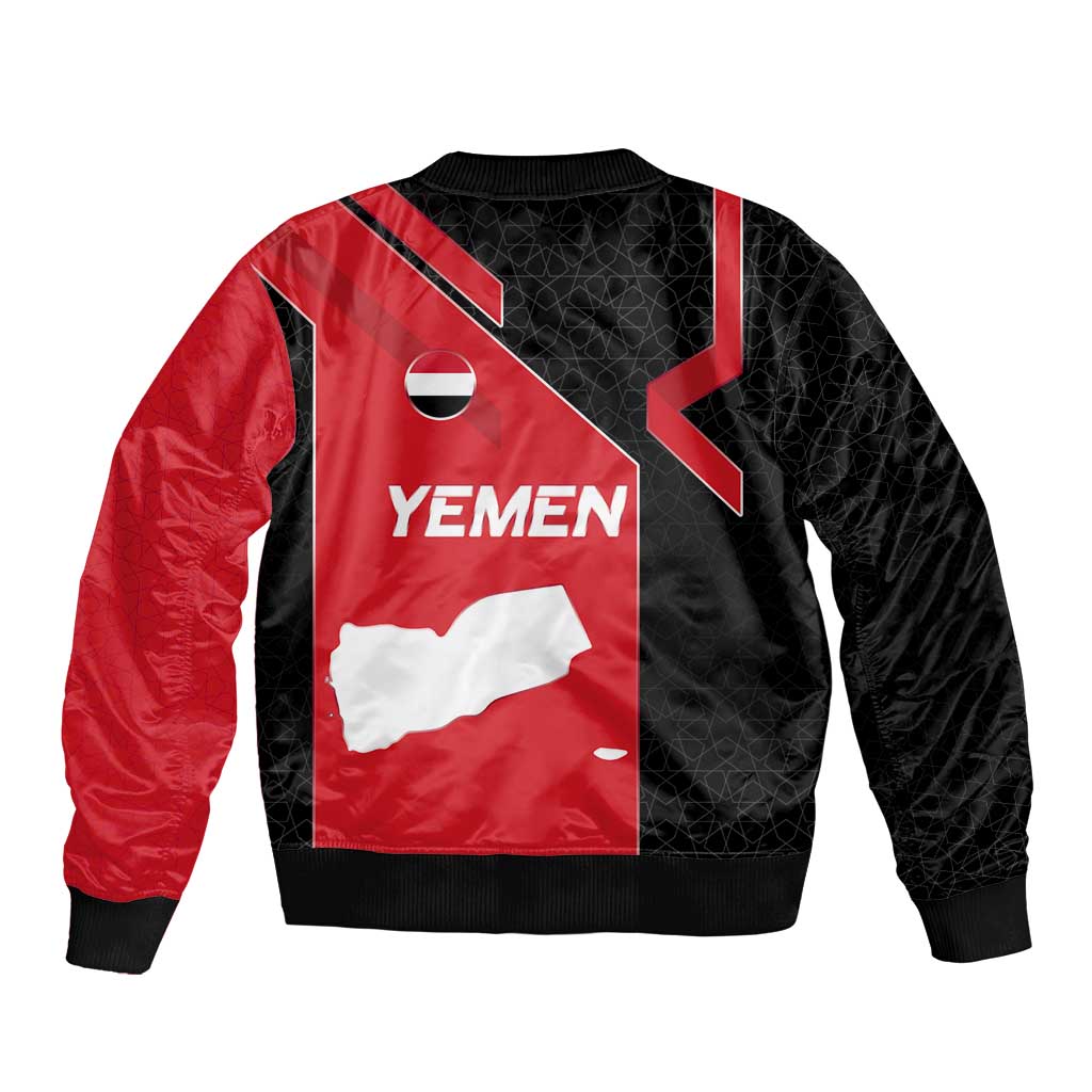 Yemen Eagle Emblem Bomber Jacket with National Flag and Map Design