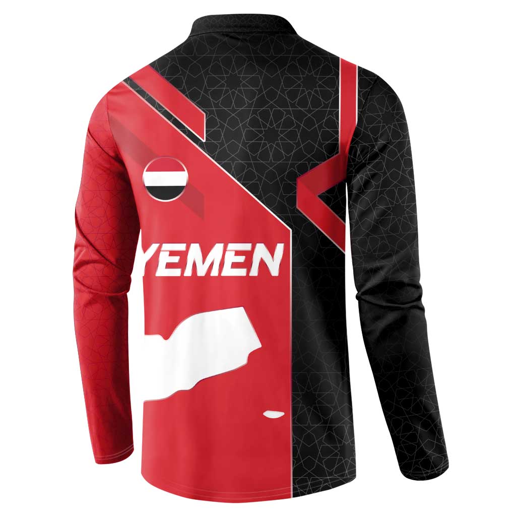 Yemen Eagle Emblem Button Sweatshirt with National Flag and Map Design