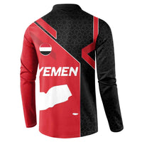 Yemen Eagle Emblem Button Sweatshirt with National Flag and Map Design