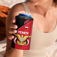 Yemen Eagle Emblem 4 in 1 Can Cooler Tumbler with National Flag and Map Design