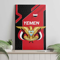 Yemen Eagle Emblem Canvas Wall Art with National Flag and Map Design
