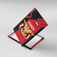 Yemen Eagle Emblem Canvas Wall Art with National Flag and Map Design