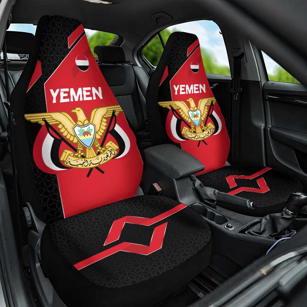 Yemen Eagle Emblem Car Seat Cover with National Flag and Map Design