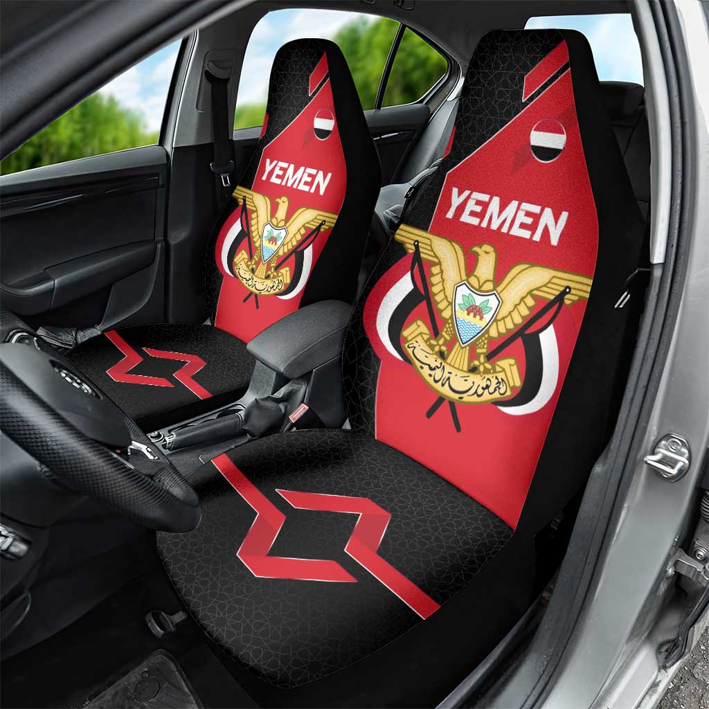 Yemen Eagle Emblem Car Seat Cover with National Flag and Map Design