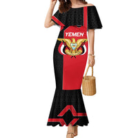 Yemen Eagle Emblem Family Matching Mermaid Dress and Hawaiian Shirt with National Flag and Map Design