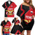 Yemen Eagle Emblem Family Matching Off Shoulder Short Dress and Hawaiian Shirt with National Flag and Map Design