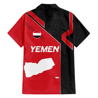 Yemen Eagle Emblem Family Matching Short Sleeve Bodycon Dress and Hawaiian Shirt with National Flag and Map Design