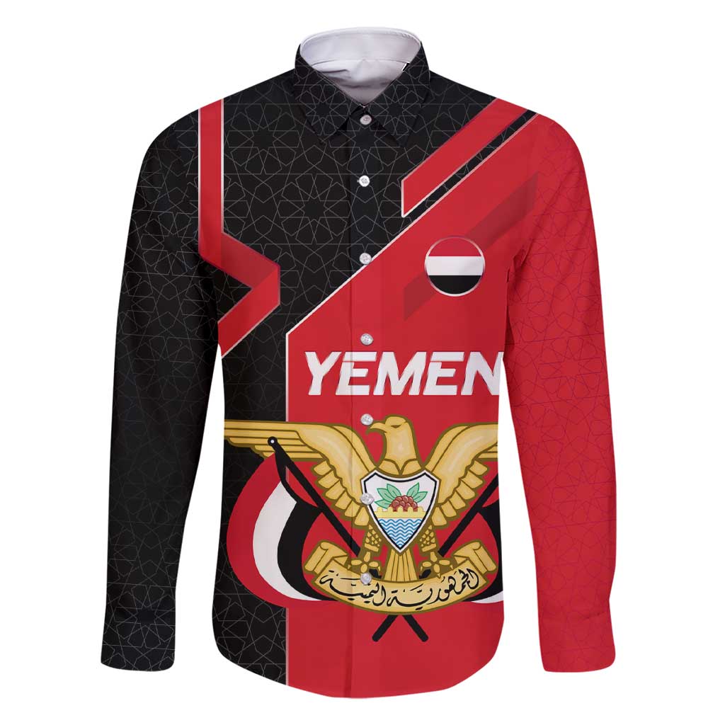 Yemen Eagle Emblem Family Matching Short Sleeve Bodycon Dress and Hawaiian Shirt with National Flag and Map Design