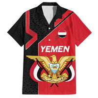 Yemen Eagle Emblem Family Matching Tank Maxi Dress and Hawaiian Shirt with National Flag and Map Design