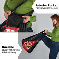 Yemen Eagle Emblem Grocery Bag with National Flag and Map Design