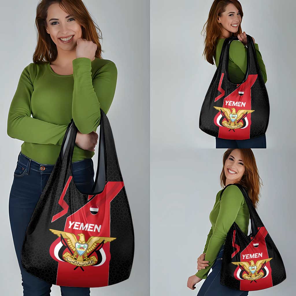 Yemen Eagle Emblem Grocery Bag with National Flag and Map Design