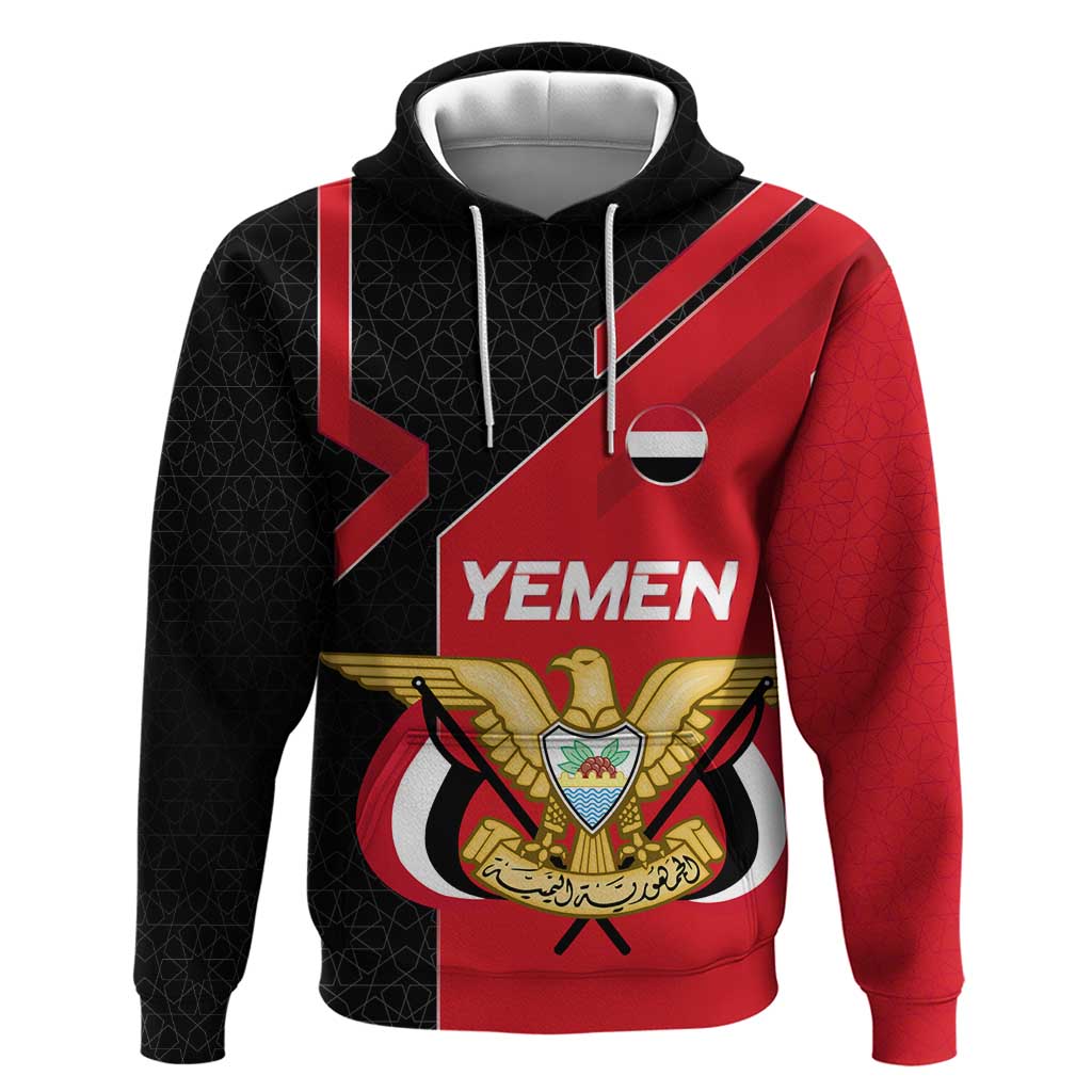 Yemen Eagle Emblem Hoodie with National Flag and Map Design
