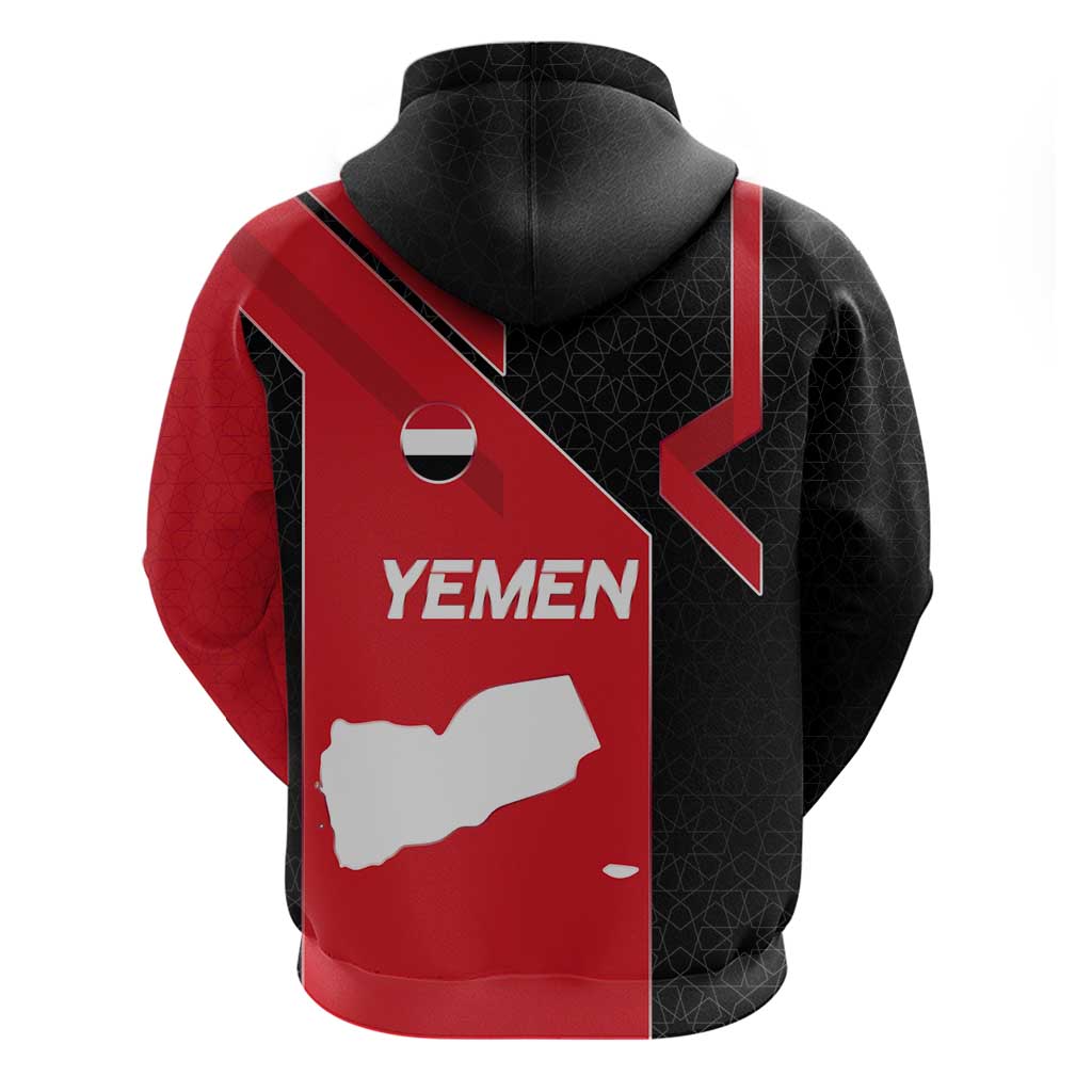 Yemen Eagle Emblem Hoodie with National Flag and Map Design