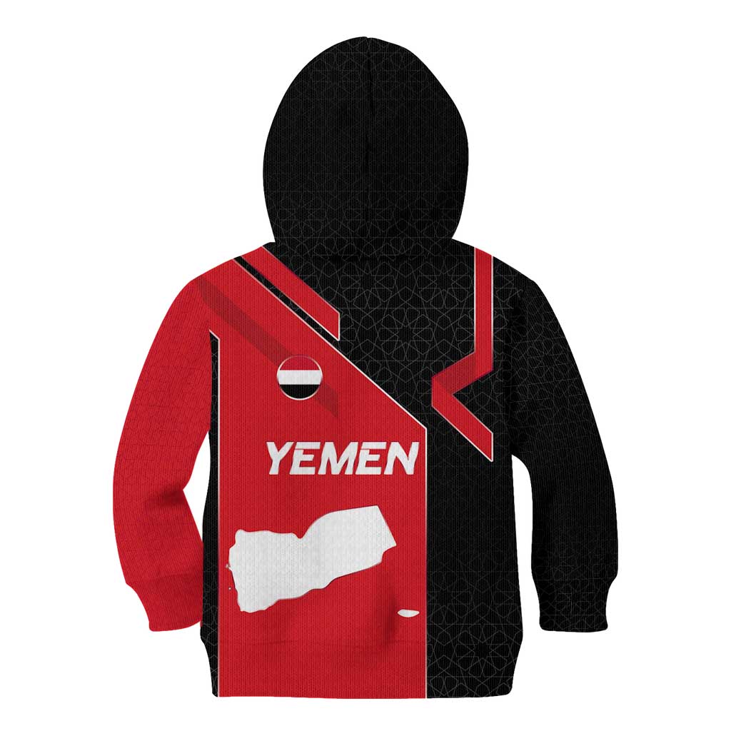 Yemen Eagle Emblem Kid Hoodie with National Flag and Map Design