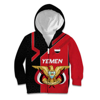 Yemen Eagle Emblem Kid Hoodie with National Flag and Map Design