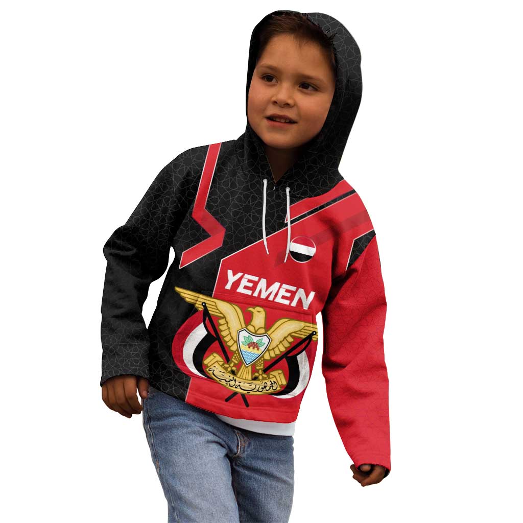 Yemen Eagle Emblem Kid Hoodie with National Flag and Map Design