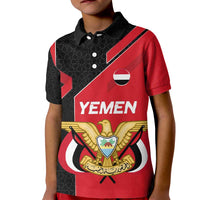 Yemen Eagle Emblem Kid Polo Shirt with National Flag and Map Design