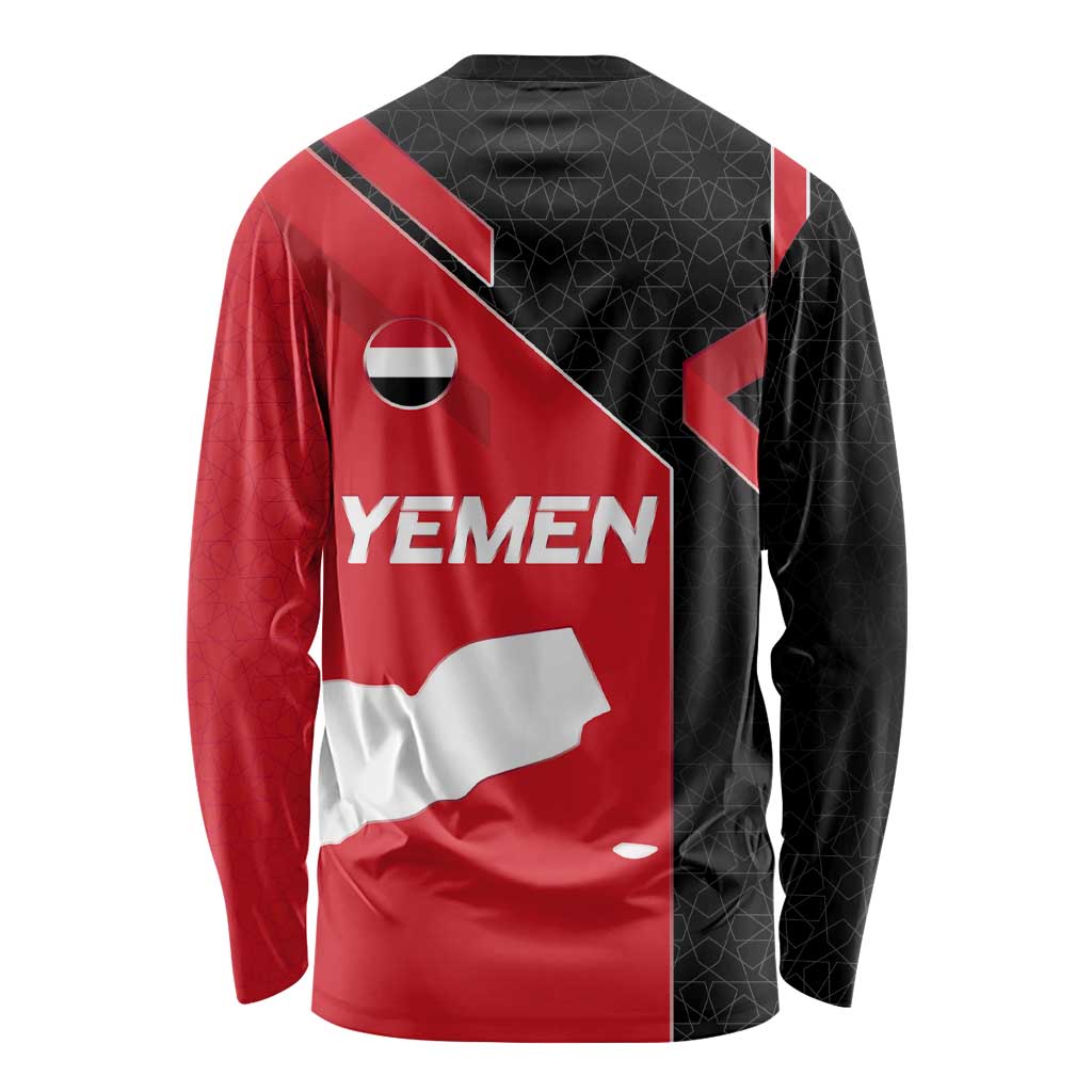 Yemen Eagle Emblem Long Sleeve Shirt with National Flag and Map Design