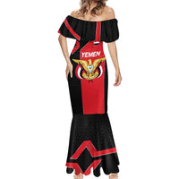 Yemen Eagle Emblem Mermaid Dress with National Flag and Map Design