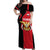 Yemen Eagle Emblem Off Shoulder Maxi Dress with National Flag and Map Design