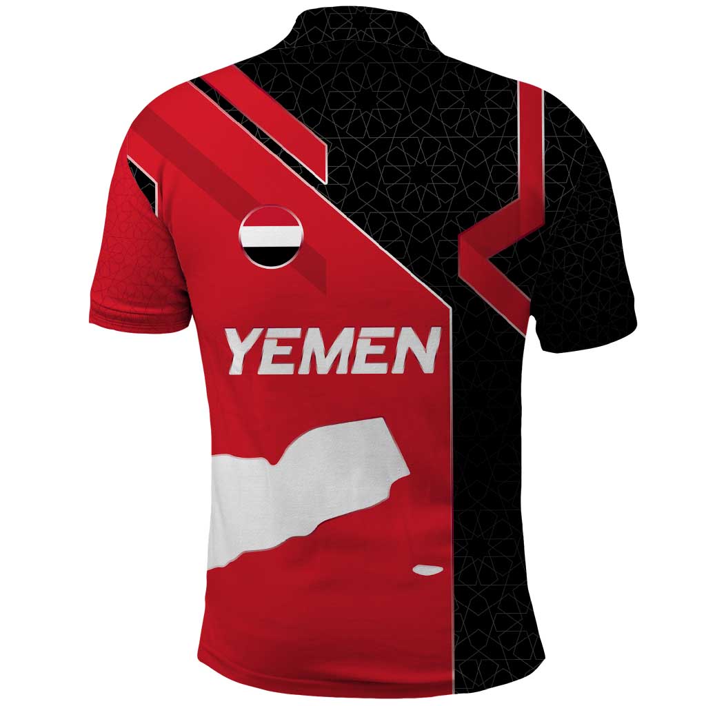Yemen Eagle Emblem Polo Shirt with National Flag and Map Design