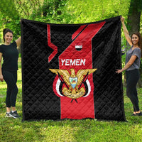 Yemen Eagle Emblem Quilt with National Flag and Map Design