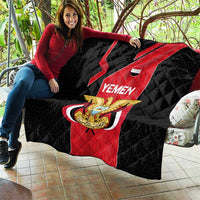 Yemen Eagle Emblem Quilt with National Flag and Map Design
