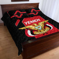 Yemen Eagle Emblem Quilt Bed Set with National Flag and Map Design