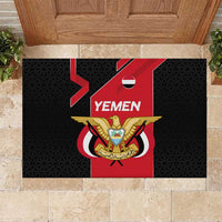 Yemen Eagle Emblem Rubber Doormat with National Flag and Map Design
