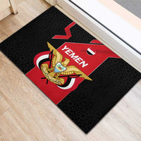 Yemen Eagle Emblem Rubber Doormat with National Flag and Map Design