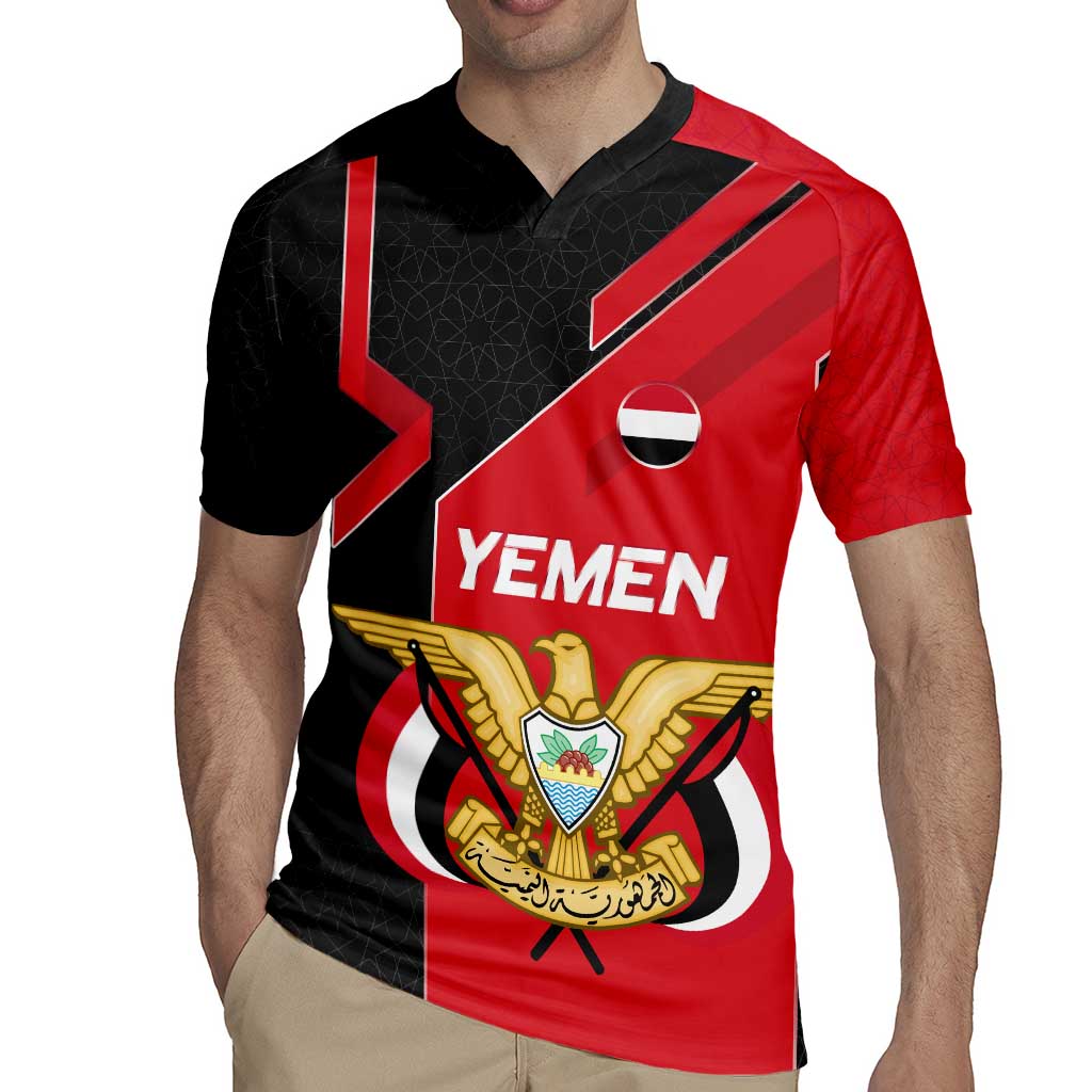 Yemen Eagle Emblem Rugby Jersey with National Flag and Map Design