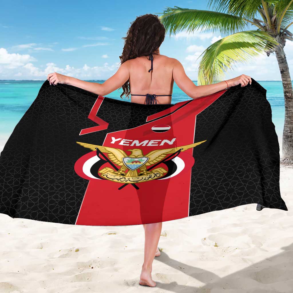 Yemen Eagle Emblem Sarong with National Flag and Map Design