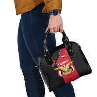 Yemen Eagle Emblem Shoulder Handbag with National Flag and Map Design