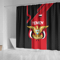 Yemen Eagle Emblem Shower Curtain with National Flag and Map Design