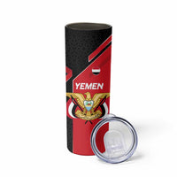 Yemen Eagle Emblem Skinny Tumbler with National Flag and Map Design