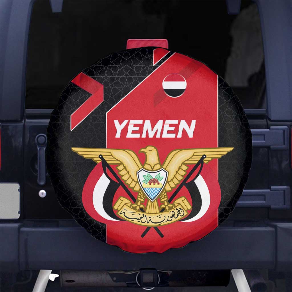 Yemen Eagle Emblem Spare Tire Cover with National Flag and Map Design