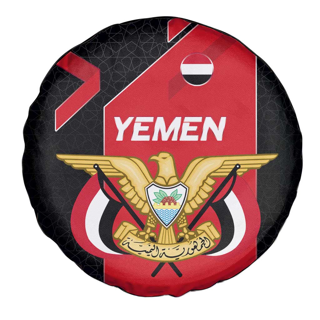 Yemen Eagle Emblem Spare Tire Cover with National Flag and Map Design