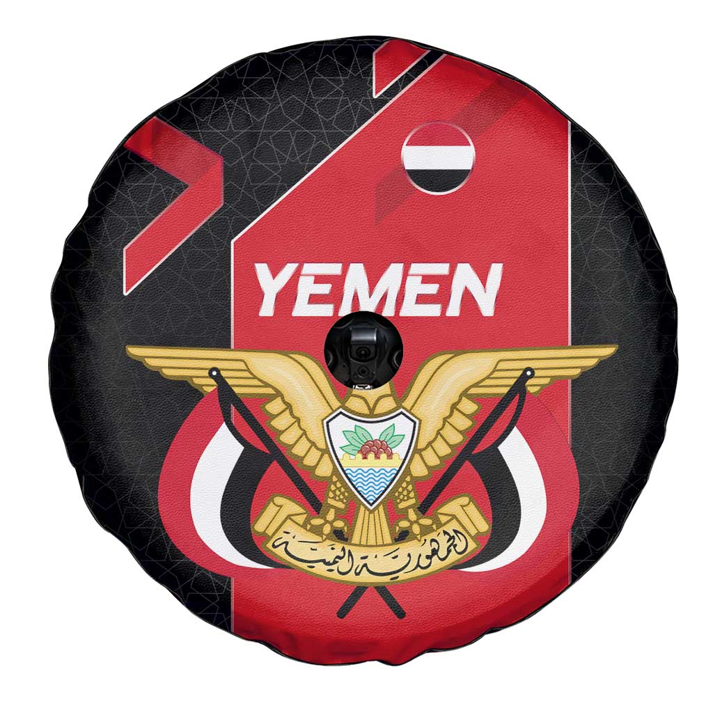 Yemen Eagle Emblem Spare Tire Cover with National Flag and Map Design