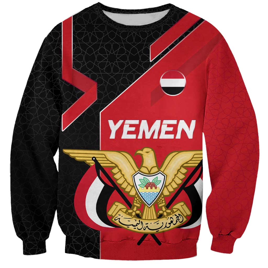 Yemen Eagle Emblem Sweatshirt with National Flag and Map Design