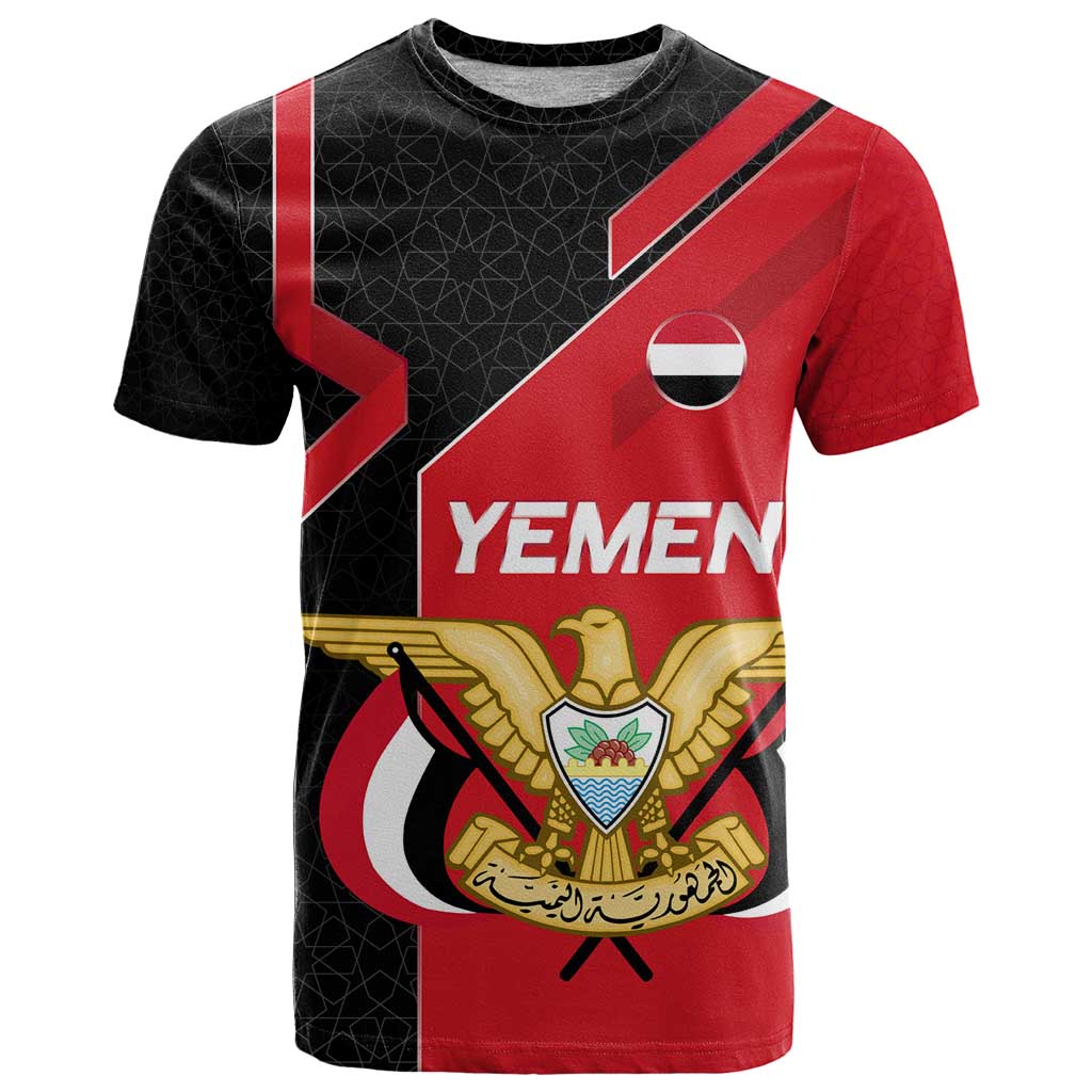 Yemen Eagle Emblem T Shirt with National Flag and Map Design