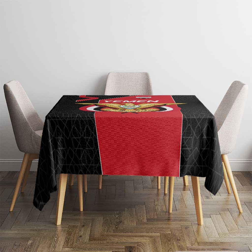 Yemen Eagle Emblem Tablecloth with National Flag and Map Design