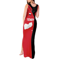 Yemen Eagle Emblem Tank Maxi Dress with National Flag and Map Design