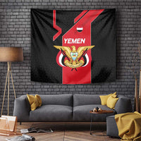 Yemen Eagle Emblem Tapestry with National Flag and Map Design