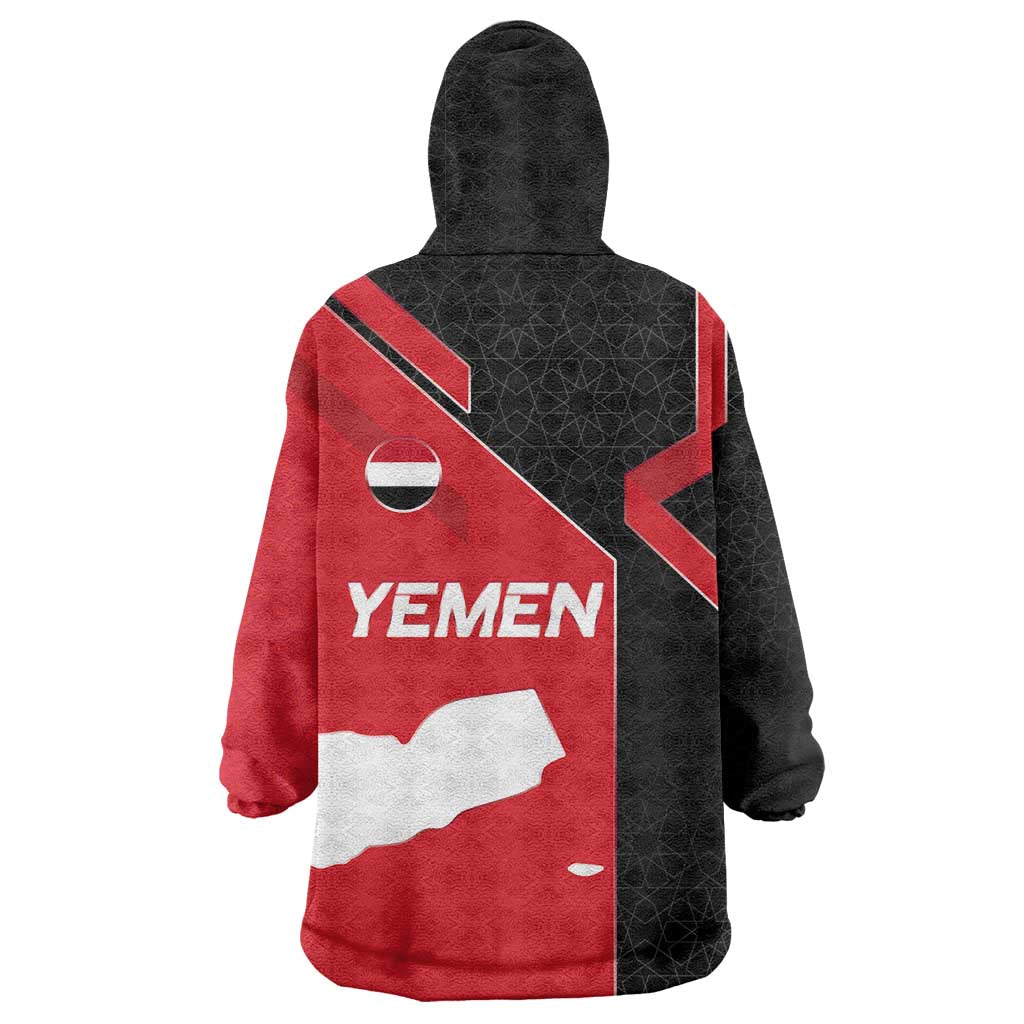Yemen Eagle Emblem Wearable Blanket Hoodie with National Flag and Map Design