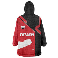 Yemen Eagle Emblem Wearable Blanket Hoodie with National Flag and Map Design