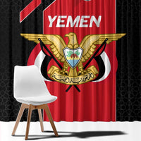 Yemen Eagle Emblem Window Curtain with National Flag and Map Design