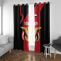 Yemen Eagle Emblem Window Curtain with National Flag and Map Design