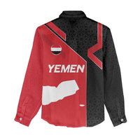 Yemen Eagle Emblem Women Casual Shirt with National Flag and Map Design