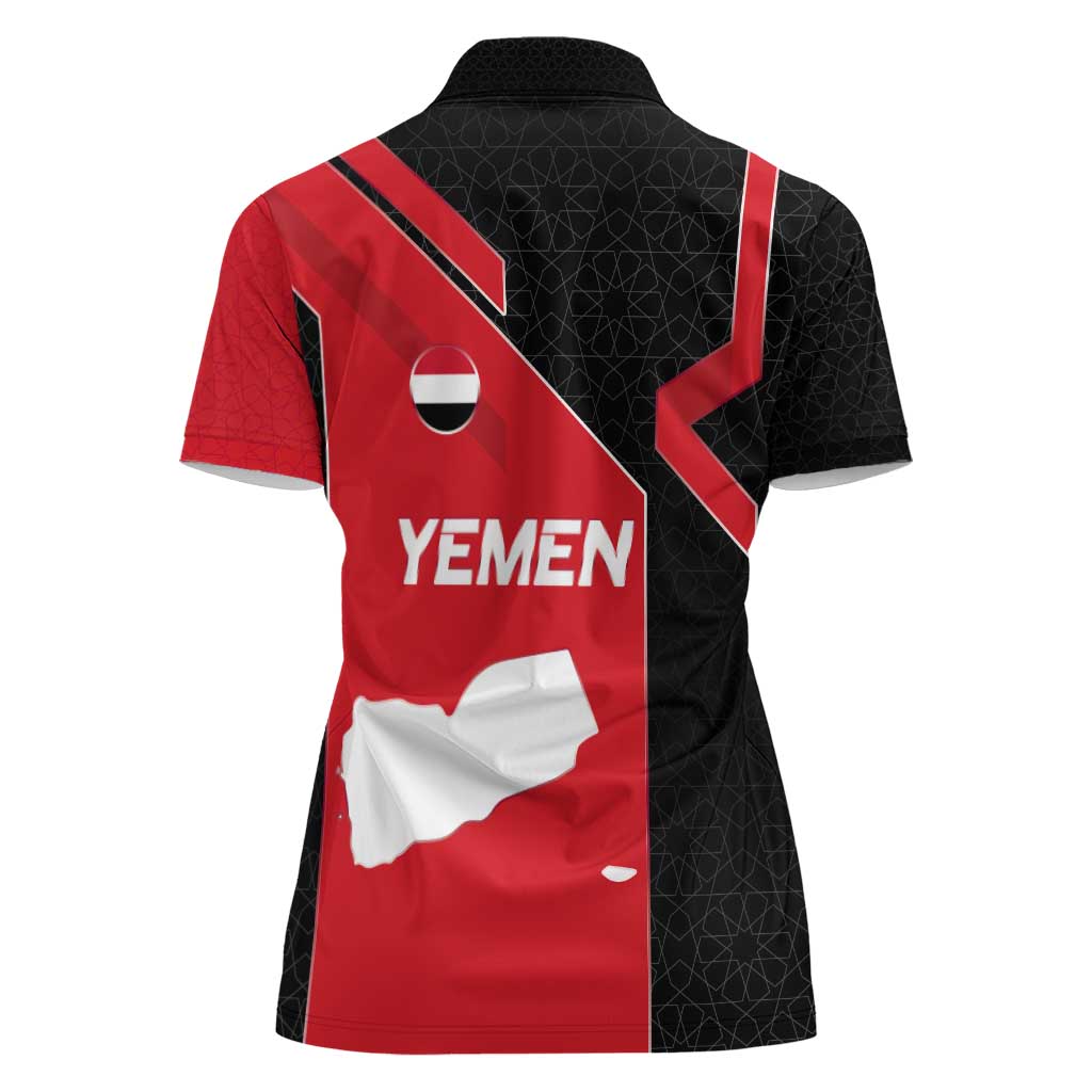 Yemen Eagle Emblem Women Polo Shirt with National Flag and Map Design